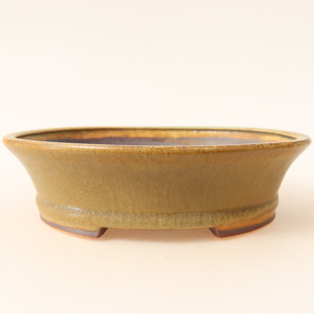 Ceramic bonsai pot, 17.5 x 16.5 x 4.5 cm, green