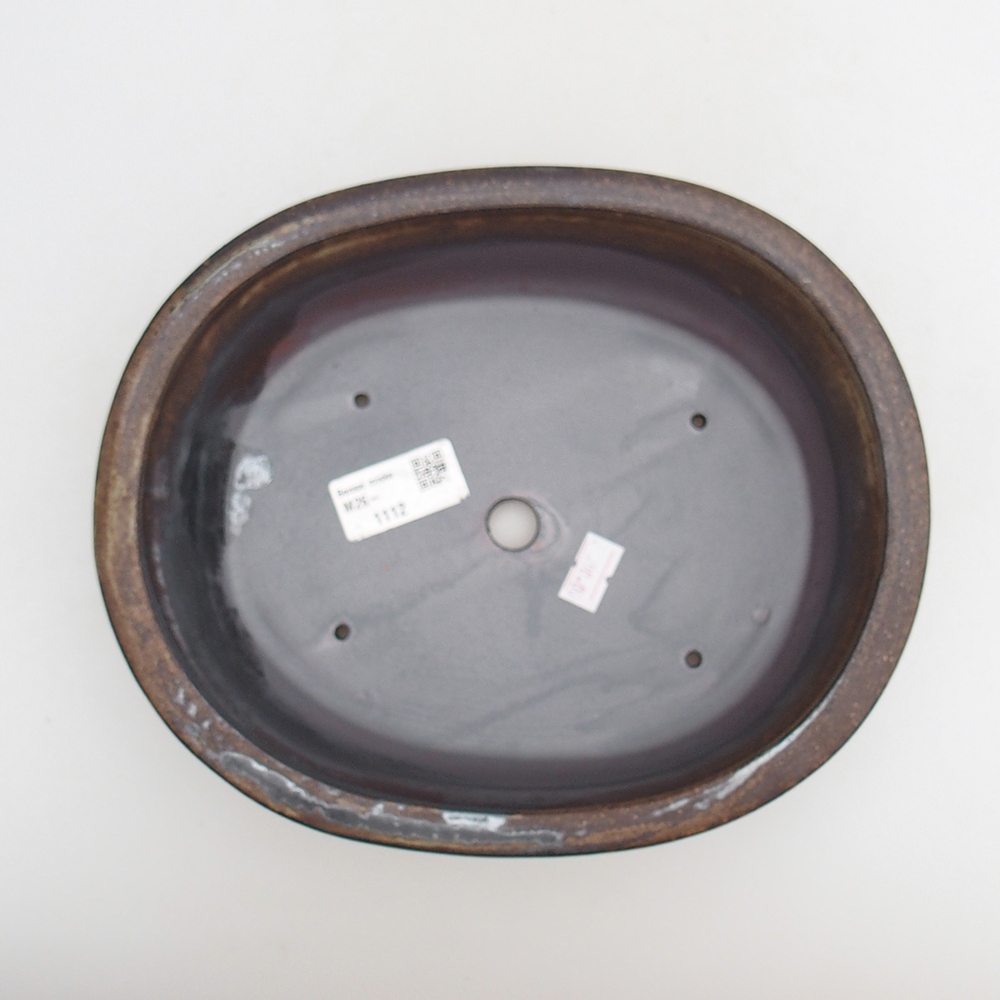 Ceramic bonsai bowl 23 x 19 x 7 cm, metal colour