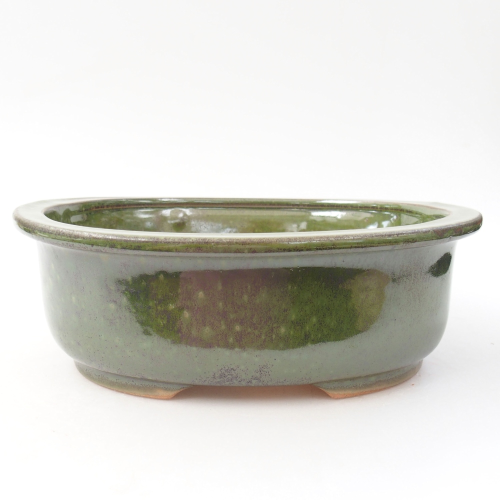 Ceramic bonsai bowl 23 x 19 x 8 cm, color green