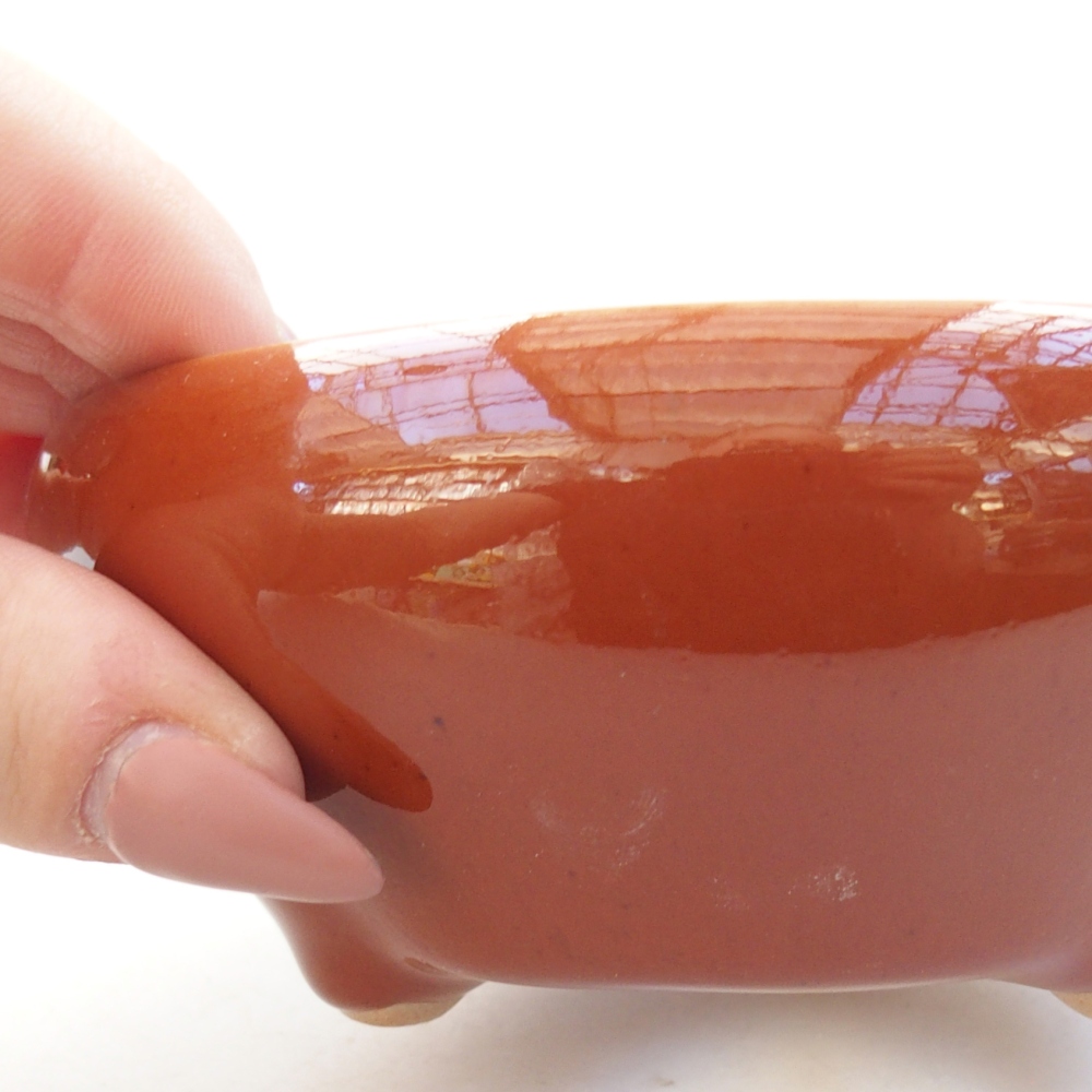 Ceramic bonsai bowl 10 x 10 x 5 cm, brown