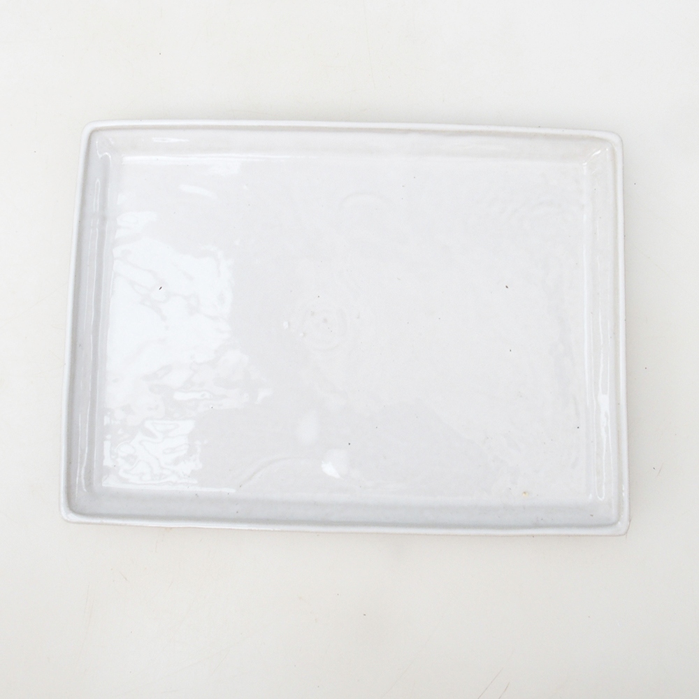 Bonsai bowl rectangle 22.5 x 17 x 1.5 cm - white