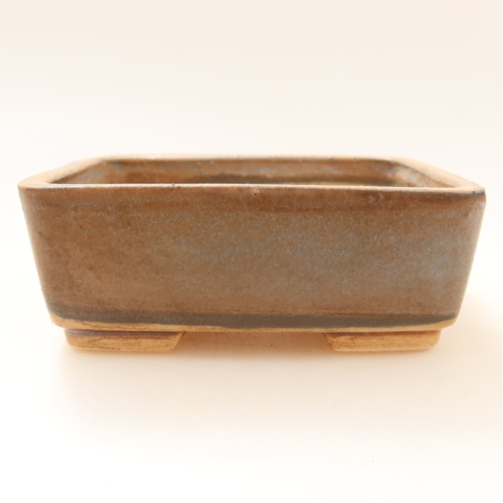 Ceramic bonsai pot, 10 x 8 x 3.5 cm, brown