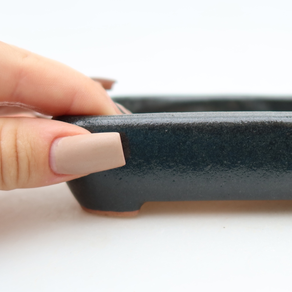 Ceramic bonsai pot, 12.5 x 9 x 3.5 cm, black