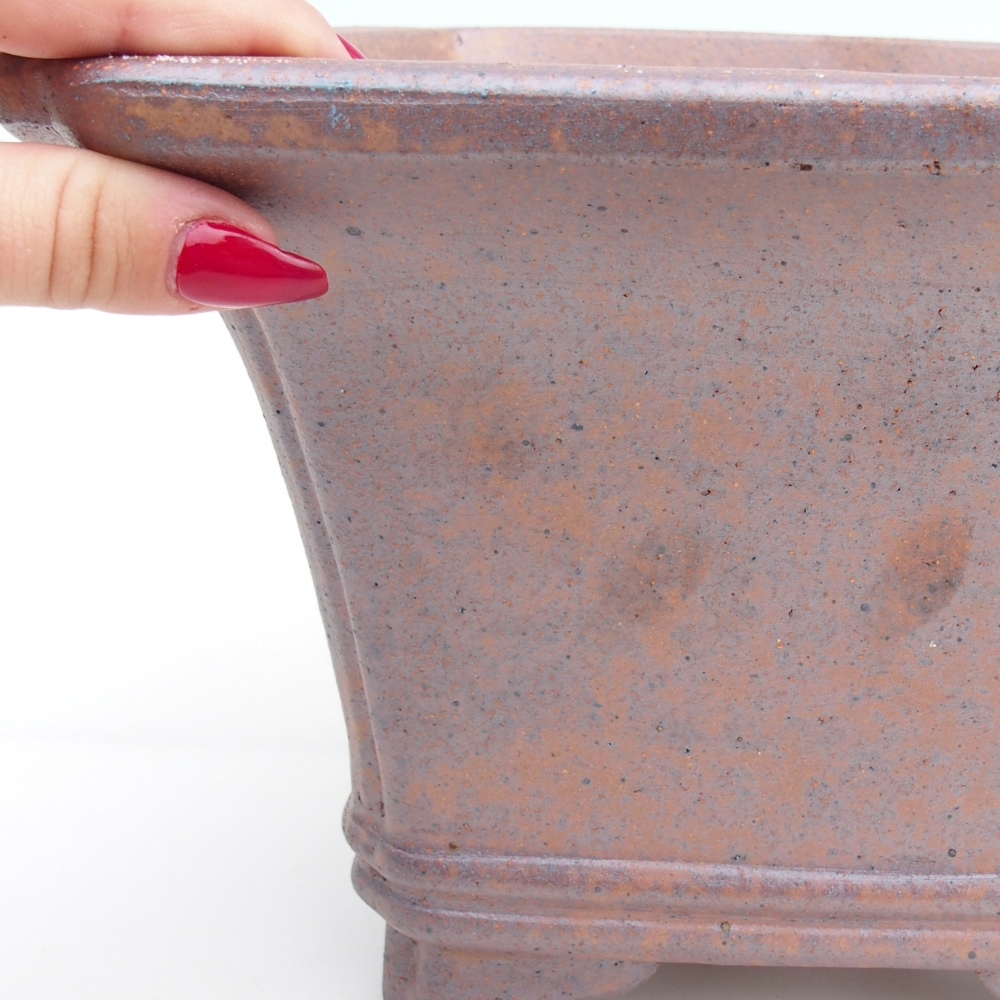 Ceramic bonsai bowl 23,5 x 23,5 x 17 cm, metal colour