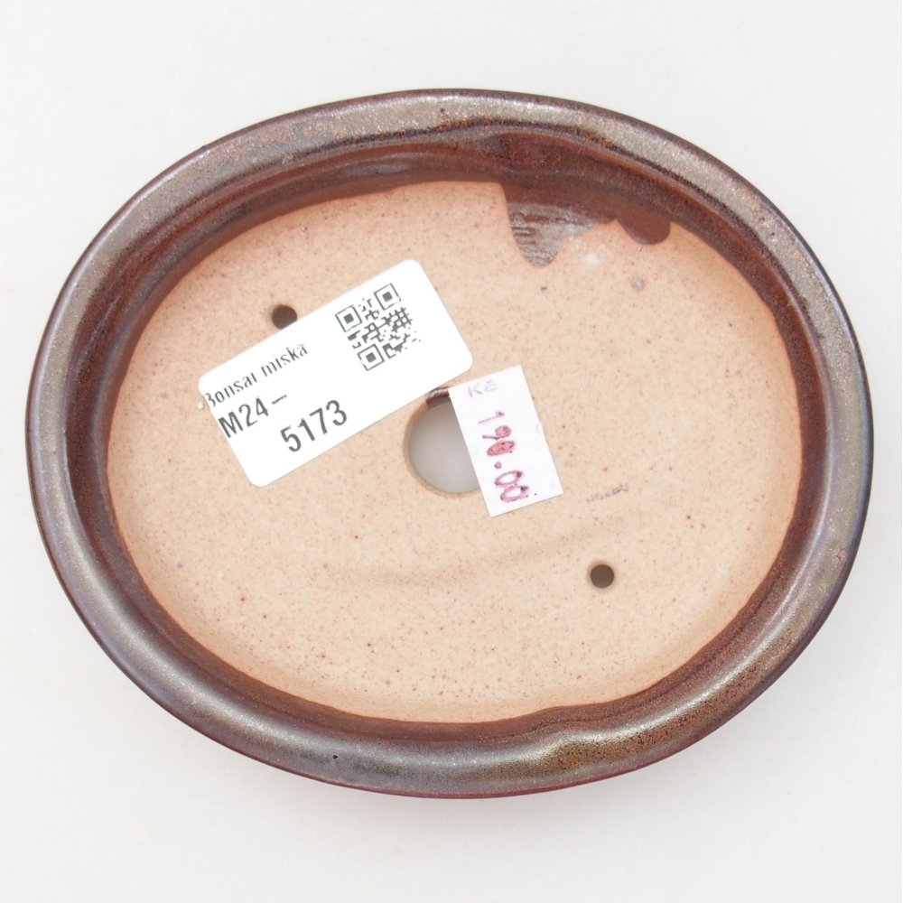Ceramic bonsai bowl  12,5 x 10,5 x 2 cm, color brown
