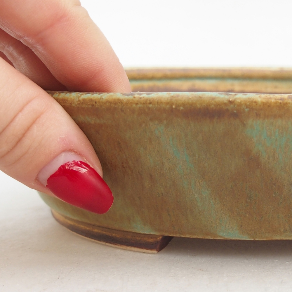 Ceramic bonsai bowl 18,5 x 16,5 x 4,5 cm, green