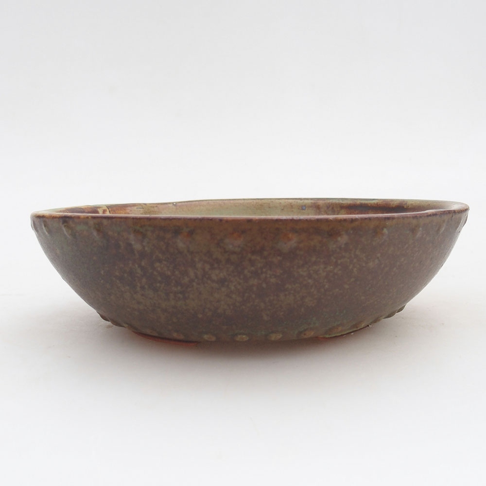Ceramic bonsai bowl 17,5 x 17,5 x 4,5 cm, green