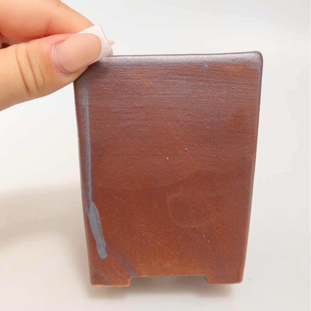 Ceramic bonsai pot, 7.5 x 7.5 x 9.5 cm, metallic color