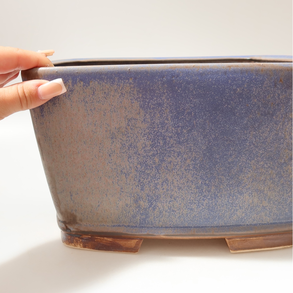 Ceramic bonsai pot, 26.5 x 26.5 x 15.5 cm, blue