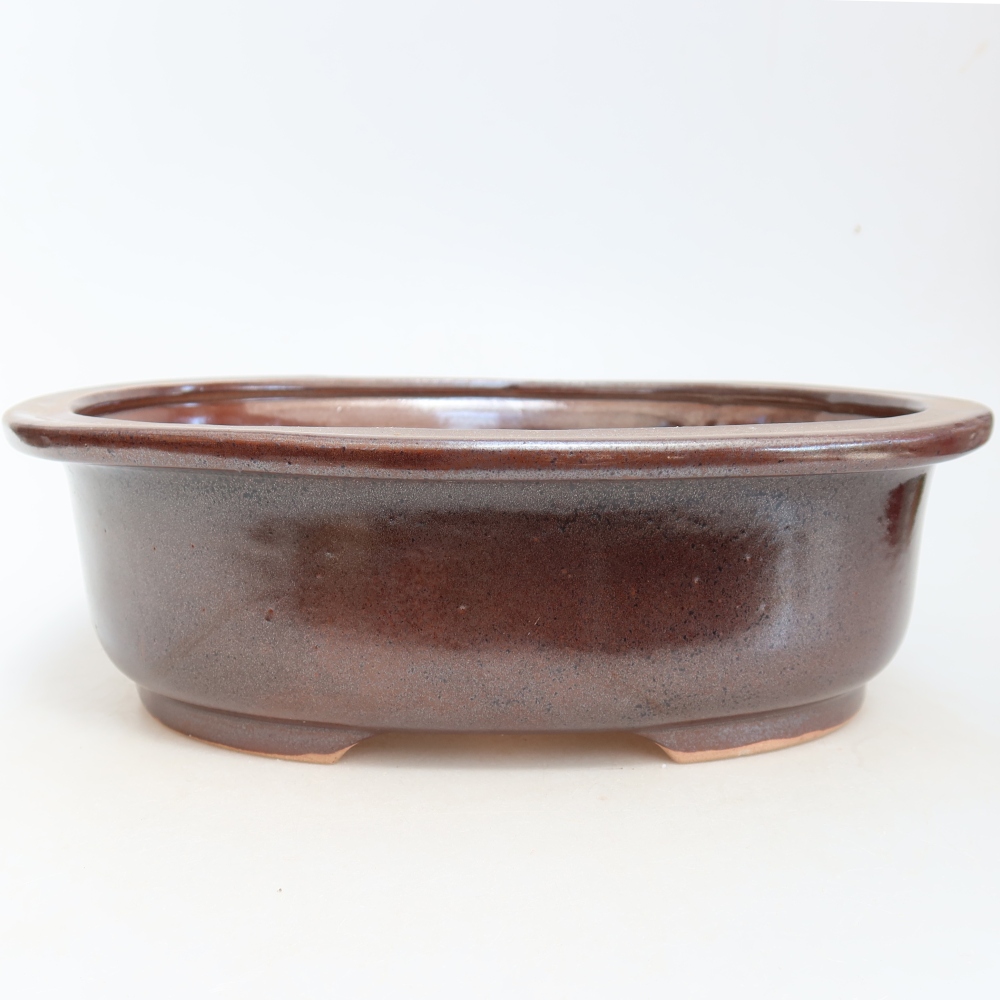 Ceramic bonsai bowl 26 x 22 x 8 cm, brown