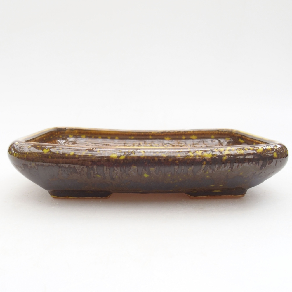 Ceramic bonsai bowl 17 x 14 x 3,5 cm, color yellow