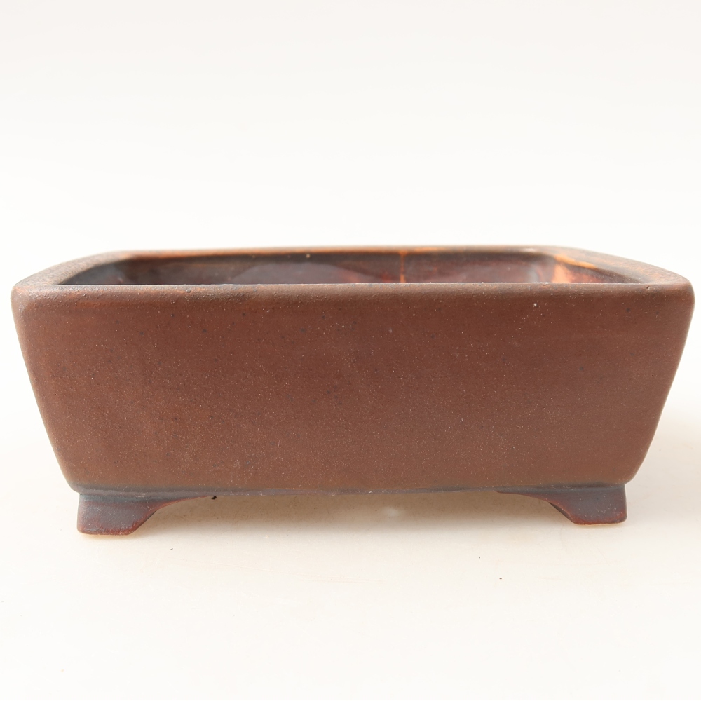 Ceramic bonsai pot, 13.5 x 11 x 5 cm, brown