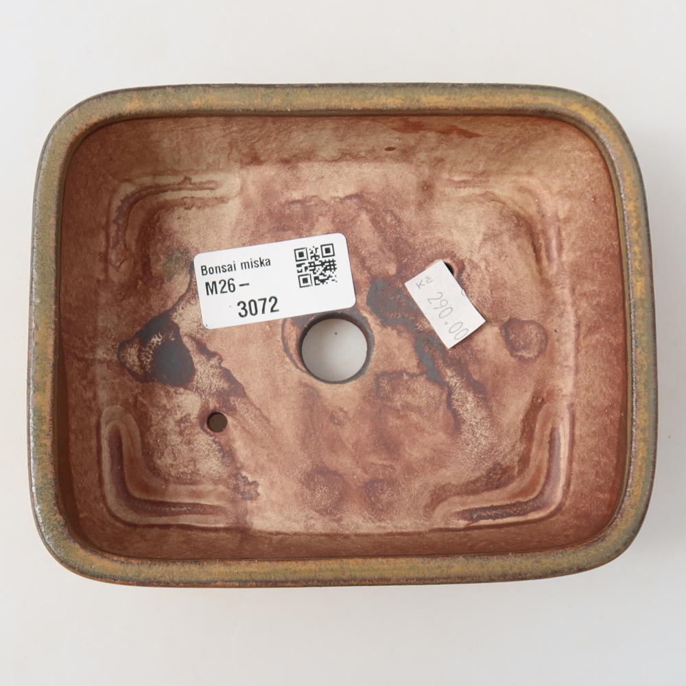 Ceramic bonsai pot, 14 x 11.5 x 4.5 cm, brown