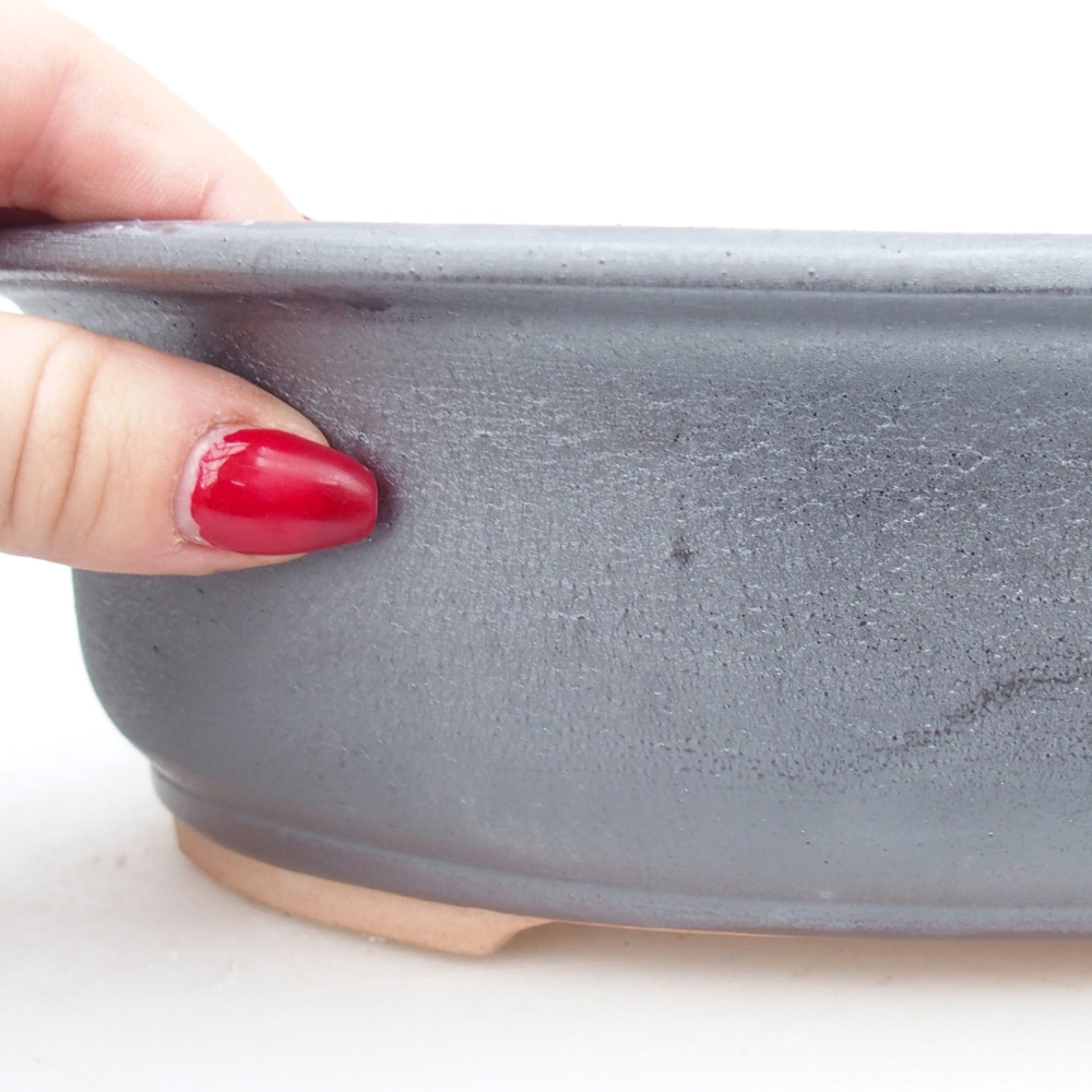 Ceramic bonsai bowl 23 x 19 x 7 cm, metal colour