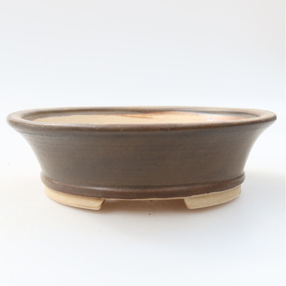 Ceramic bonsai pot, 13 x 11.5 x 4 cm, brown