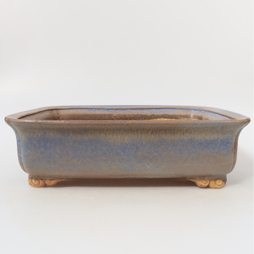 Ceramic bonsai pot, 25.5 x 20 x 7 cm, blue