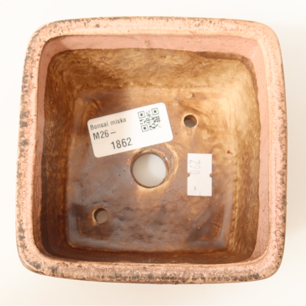 Ceramic bonsai pot, 10.5 x 10.5 x 7 cm, pink