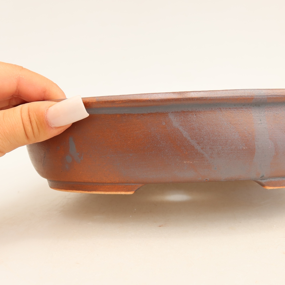 Ceramic bonsai pot, 22 x 17 x 5 cm, metallic color