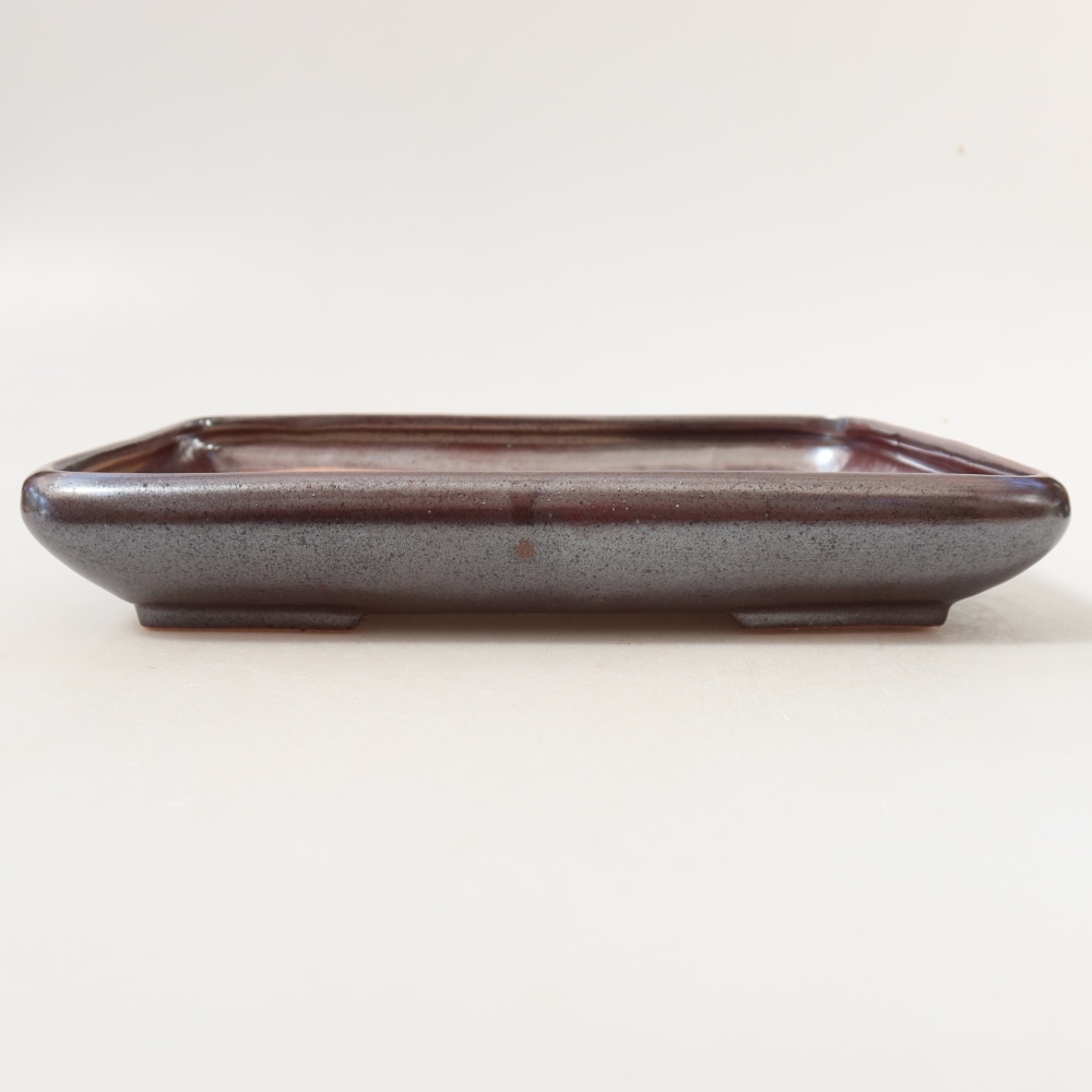 Ceramic bonsai bowl 24 x 17,5 x 4 cm, metal colour