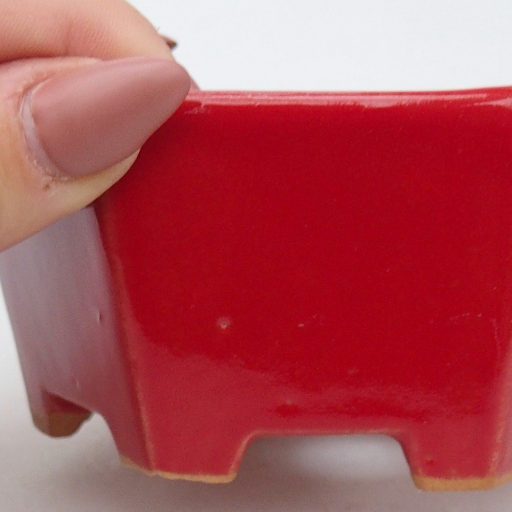 Ceramic bonsai bowl 10,5 x 9,5 x 5 cm, colour red