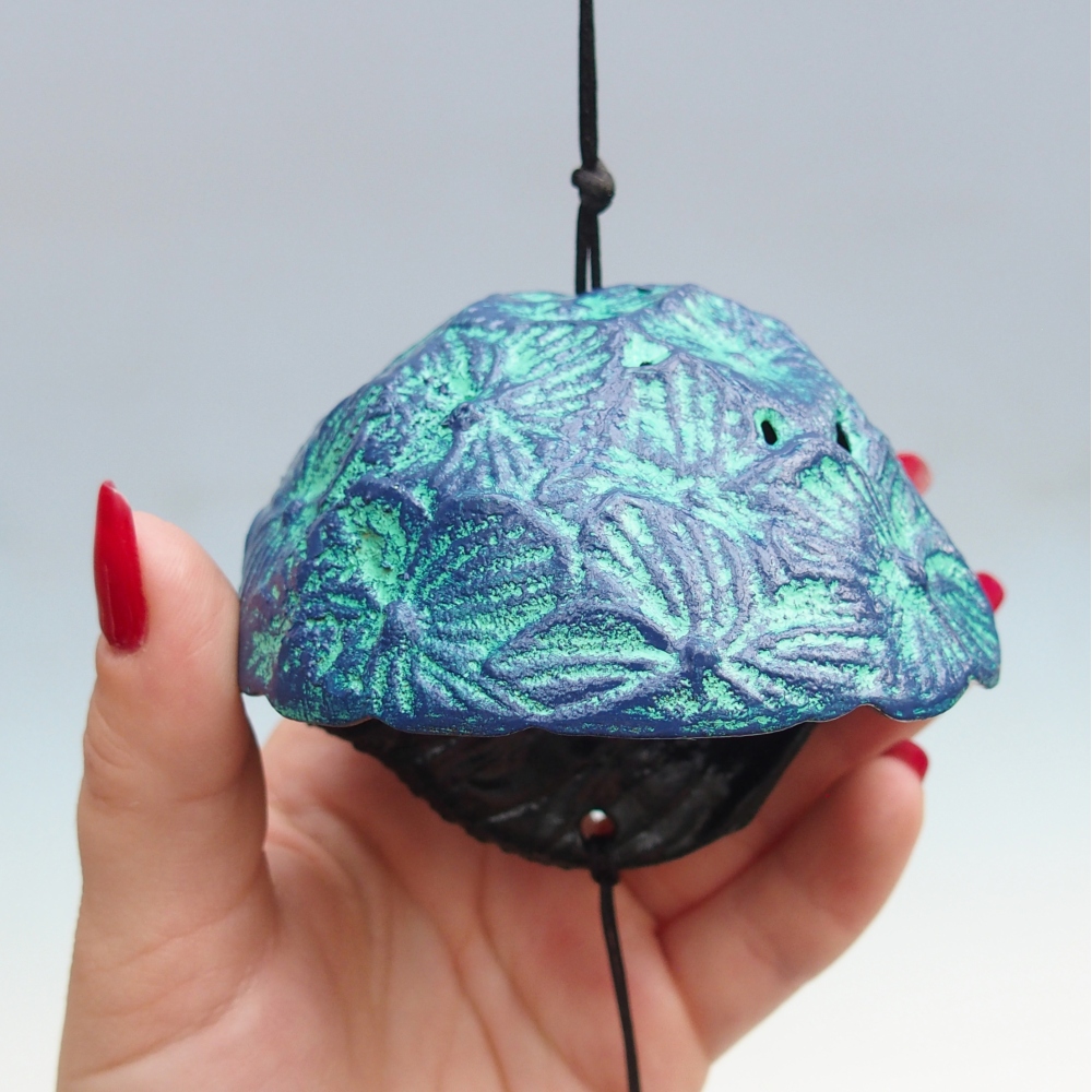 Metal wind chime, blue-green