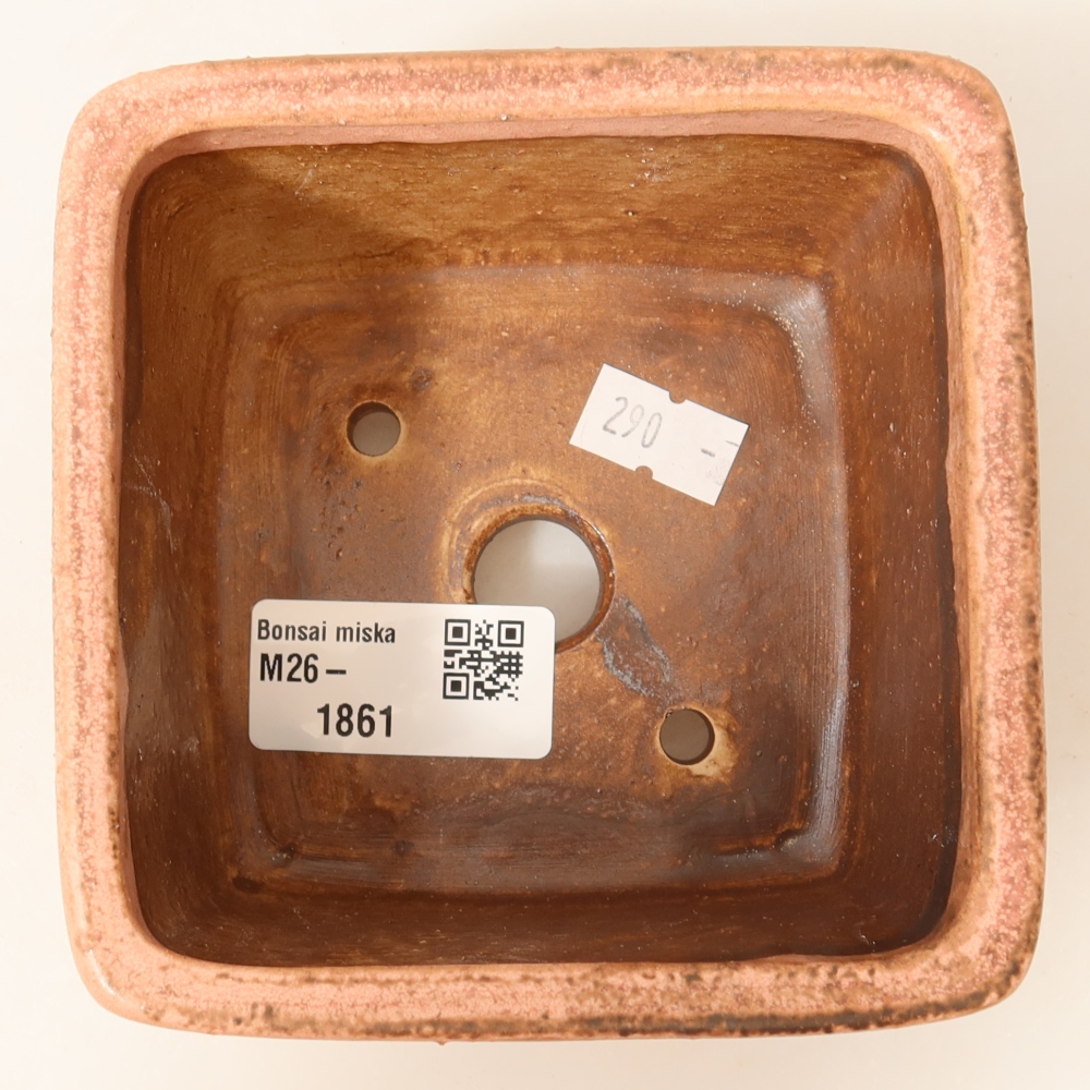 Ceramic bonsai pot, 10.5 x 10.5 x 7 cm, pink