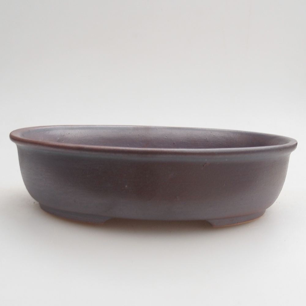 Ceramic bonsai bowl 19 x 14 x 4,5 cm, metal colour