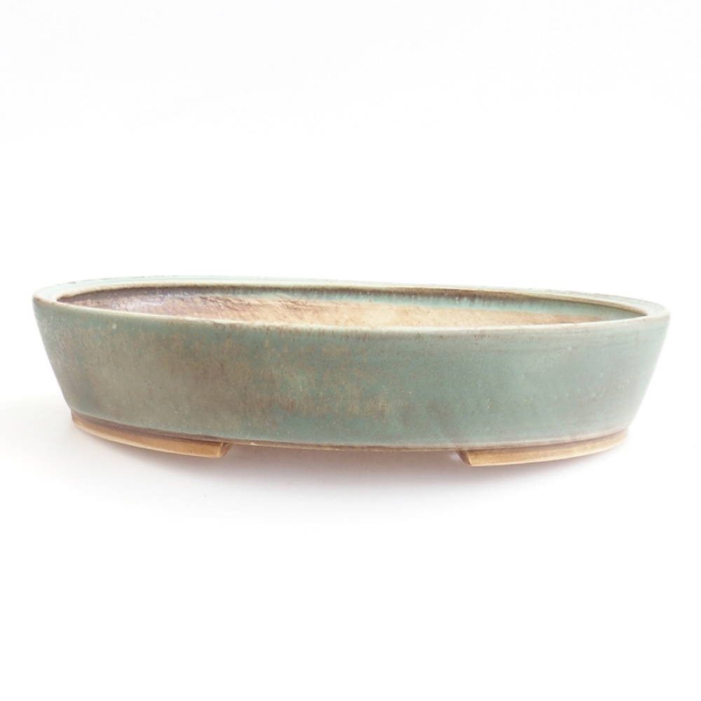 Ceramic bonsai bowl 31 x 26,5 x 6 cm, green