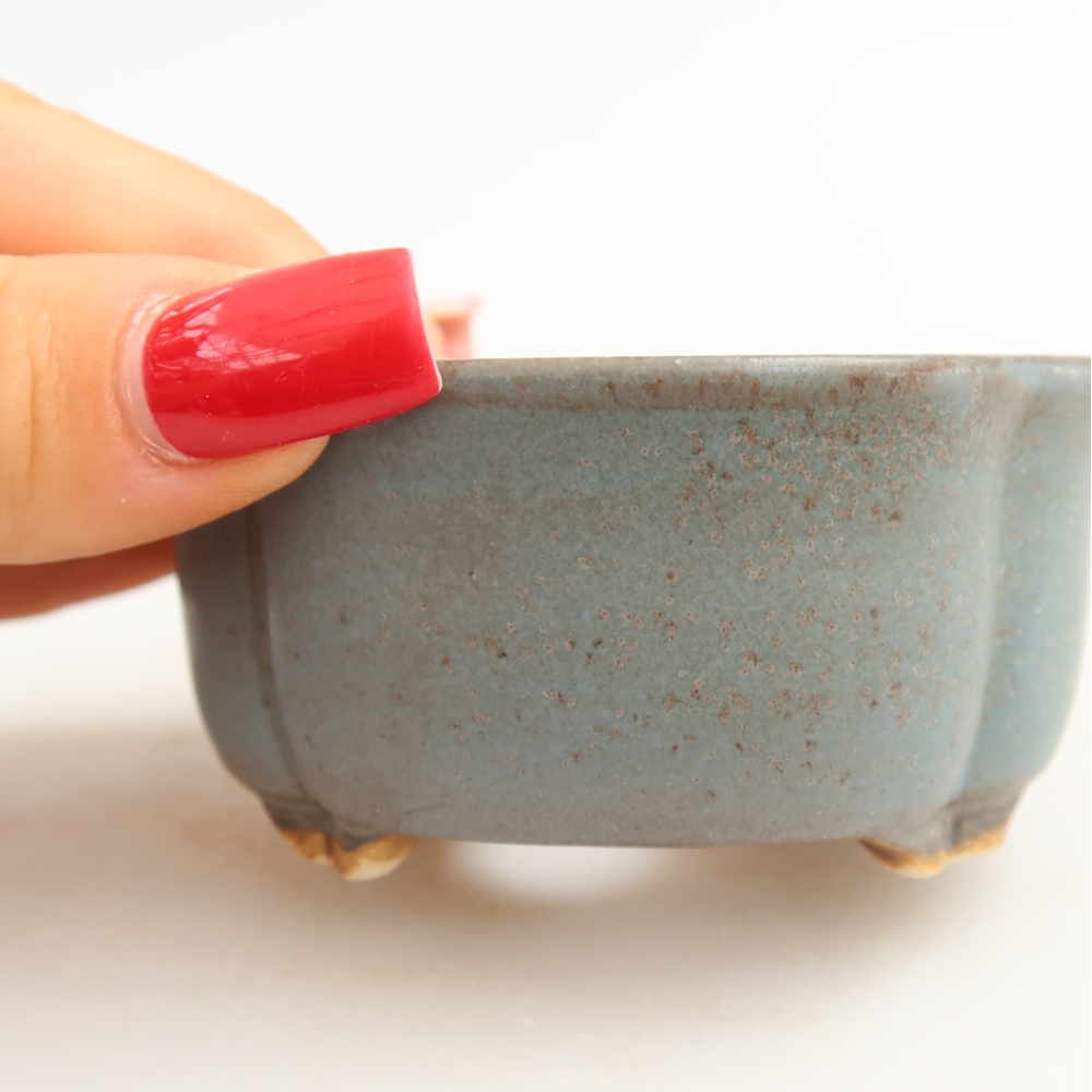 Ceramic bonsai pot, 8 x 7.5 x 3.5 cm, blue