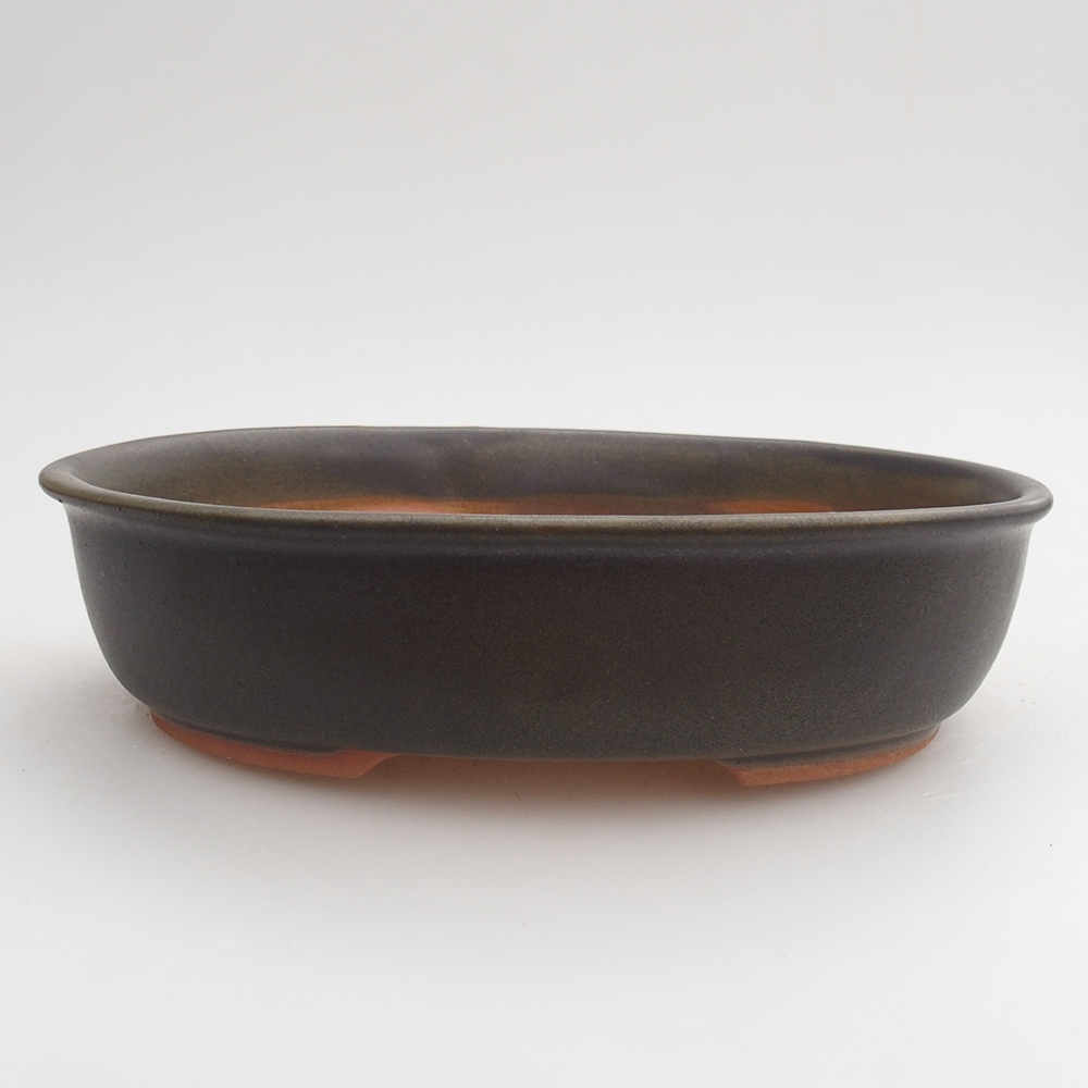 Ceramic bonsai bowl 19 x 14 x 4,5 cm, green