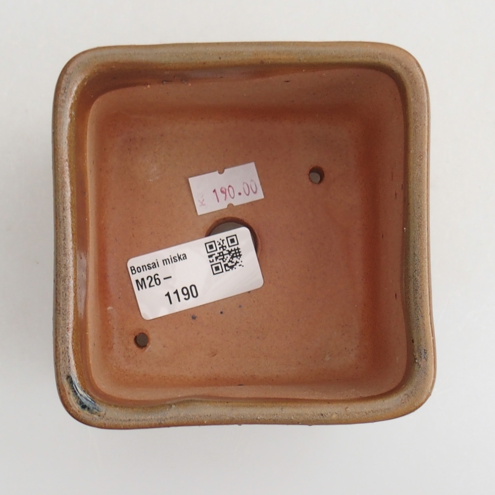 Ceramic bonsai bowl 10 x 10 x 8 cm, brown