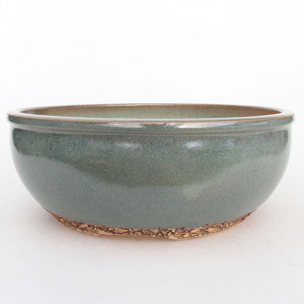Ceramic bonsai bowl 19,5 x 19,5 x 7 cm, green
