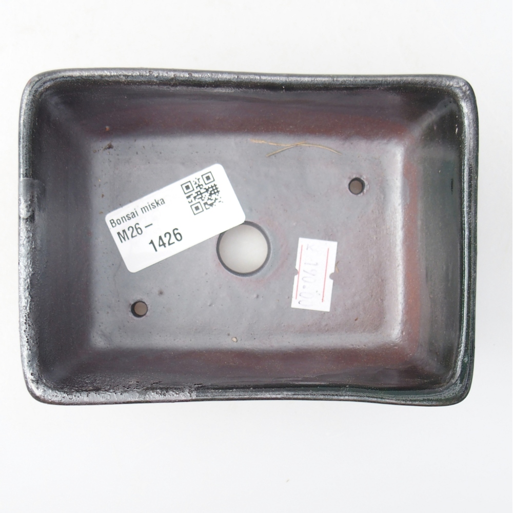 Ceramic bonsai bowl 12 x 8,5 x 4,5 cm, metallic green