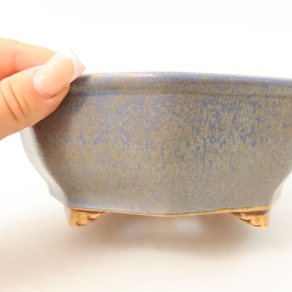 Ceramic bonsai pot, 17 x 16 x 6.5 cm, blue
