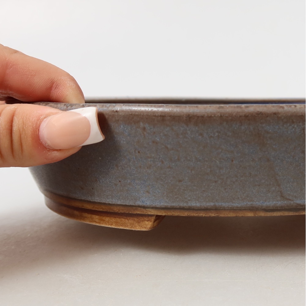 Ceramic bonsai pot, 21 x 19 x 4.5 cm, blue