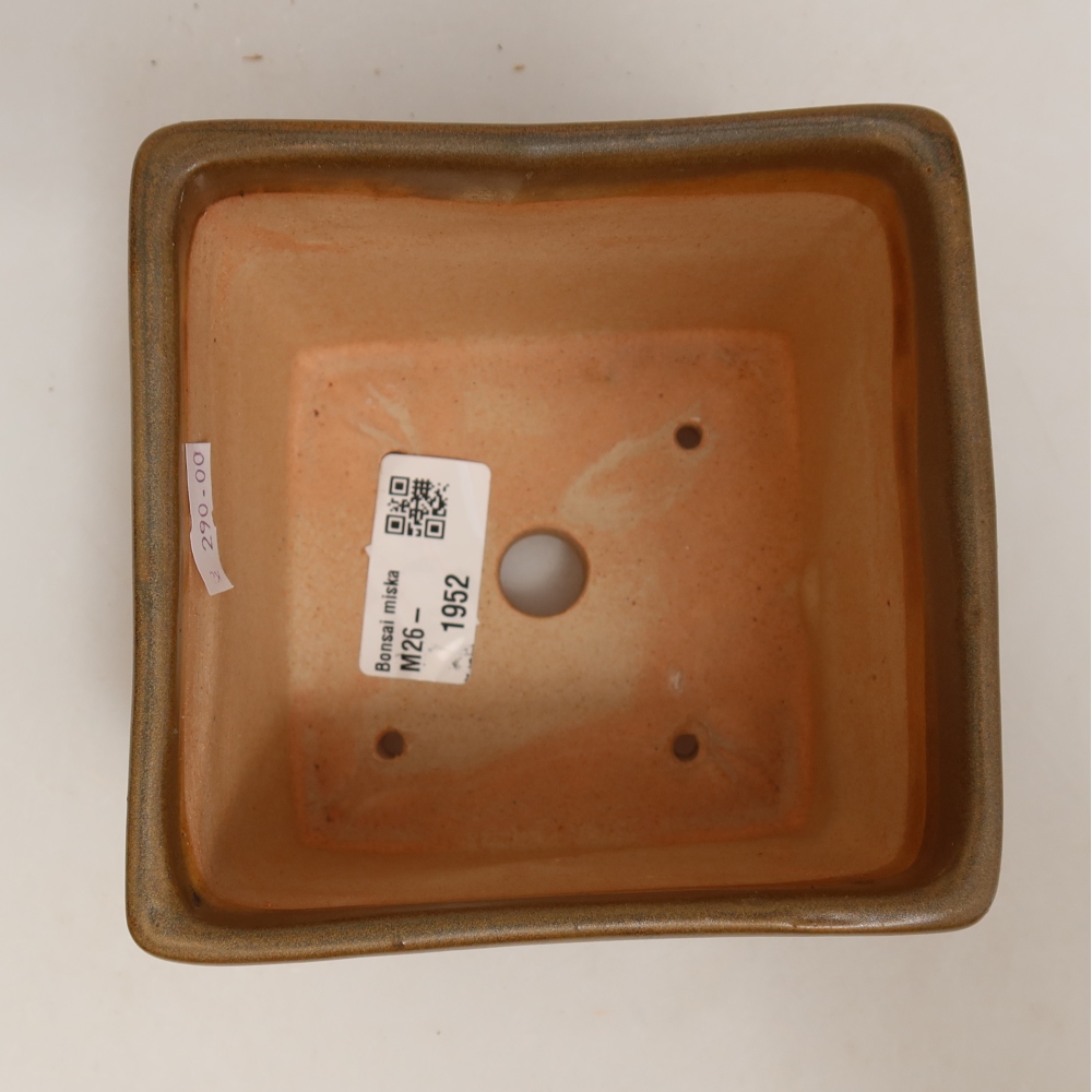Ceramic bonsai pot, 11 x 11 x 8.5 cm, brown