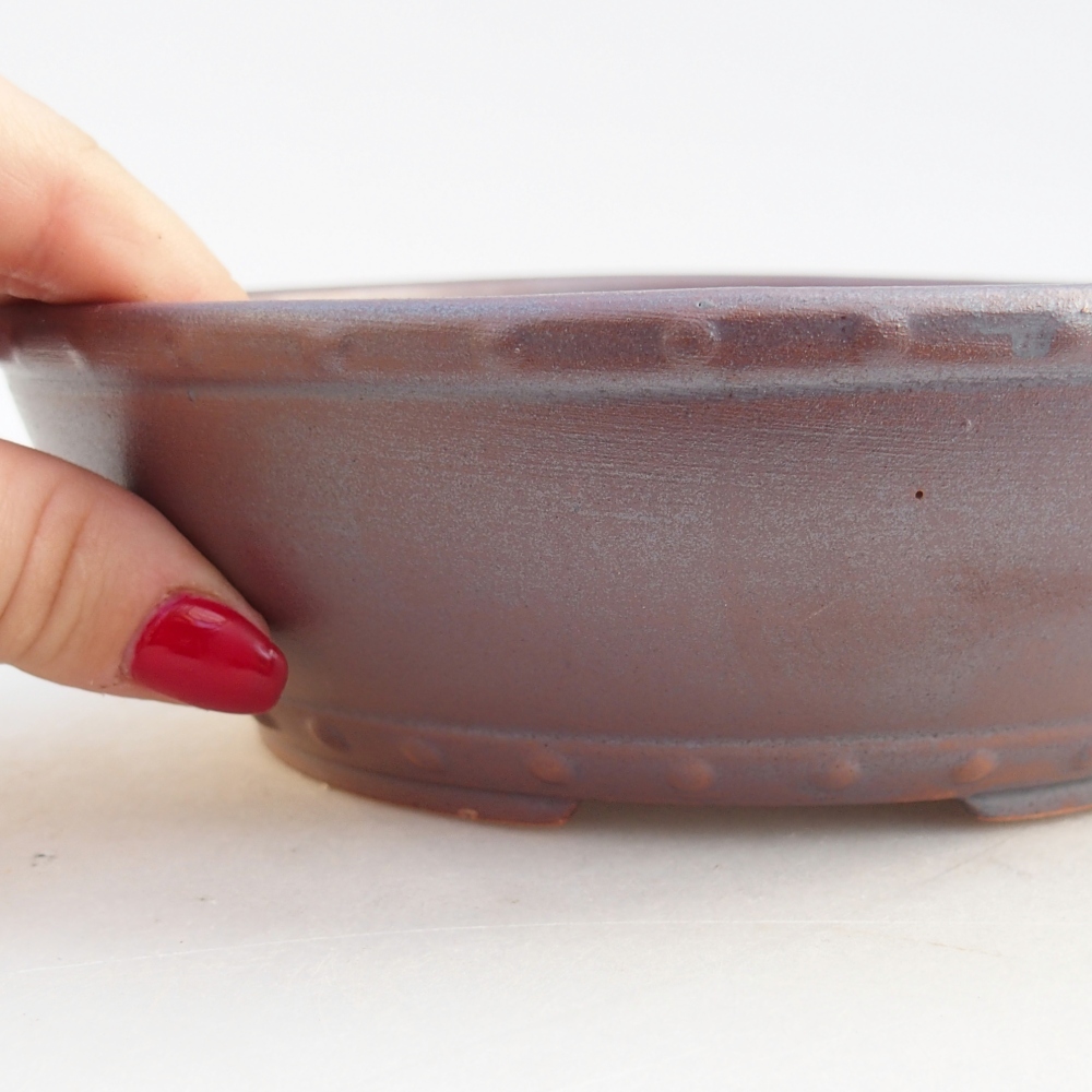 Ceramic bonsai bowl 18 x 18 x 5,5 cm, metal colour