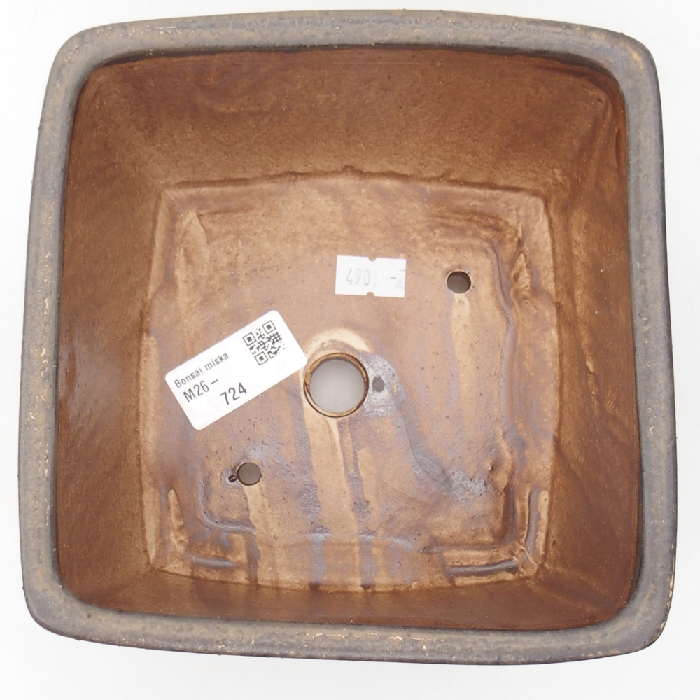 Ceramic bonsai bowl 16 x 16 x 10 cm, brown