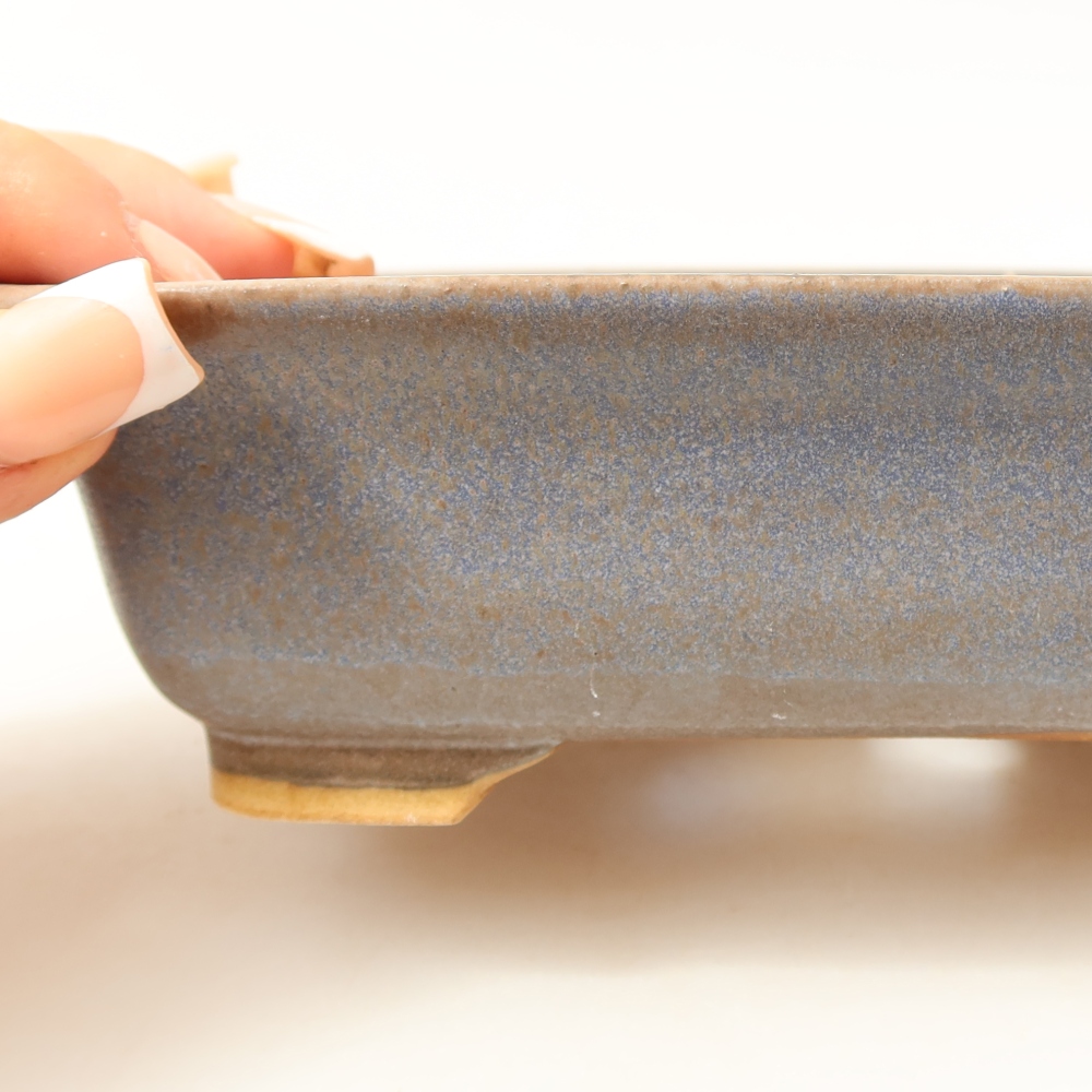 Ceramic bonsai pot, 15 x 13 x 4.5 cm, blue