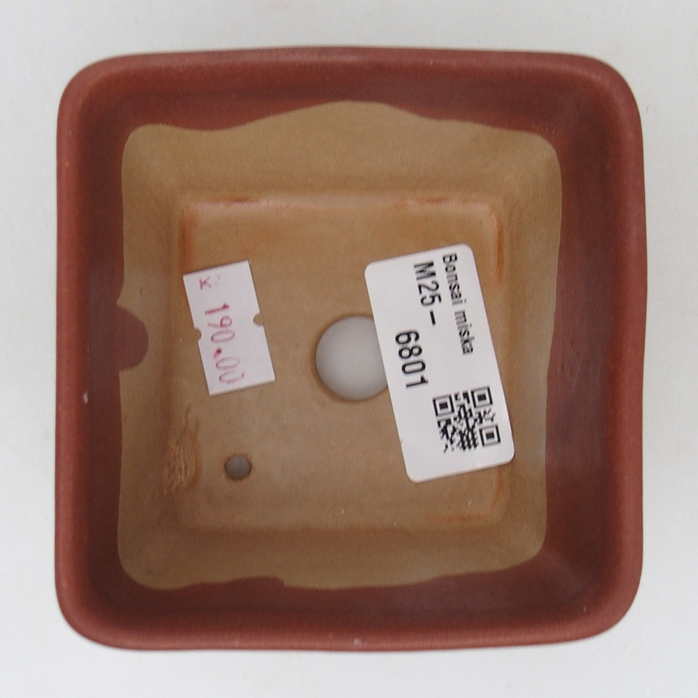 Ceramic bonsai bowl 8,5 x 8,5 x 6 cm, burgundy