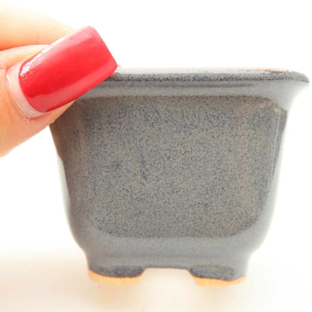 Ceramic bonsai pot, 6.5 x 6.5 x 5 cm, gray