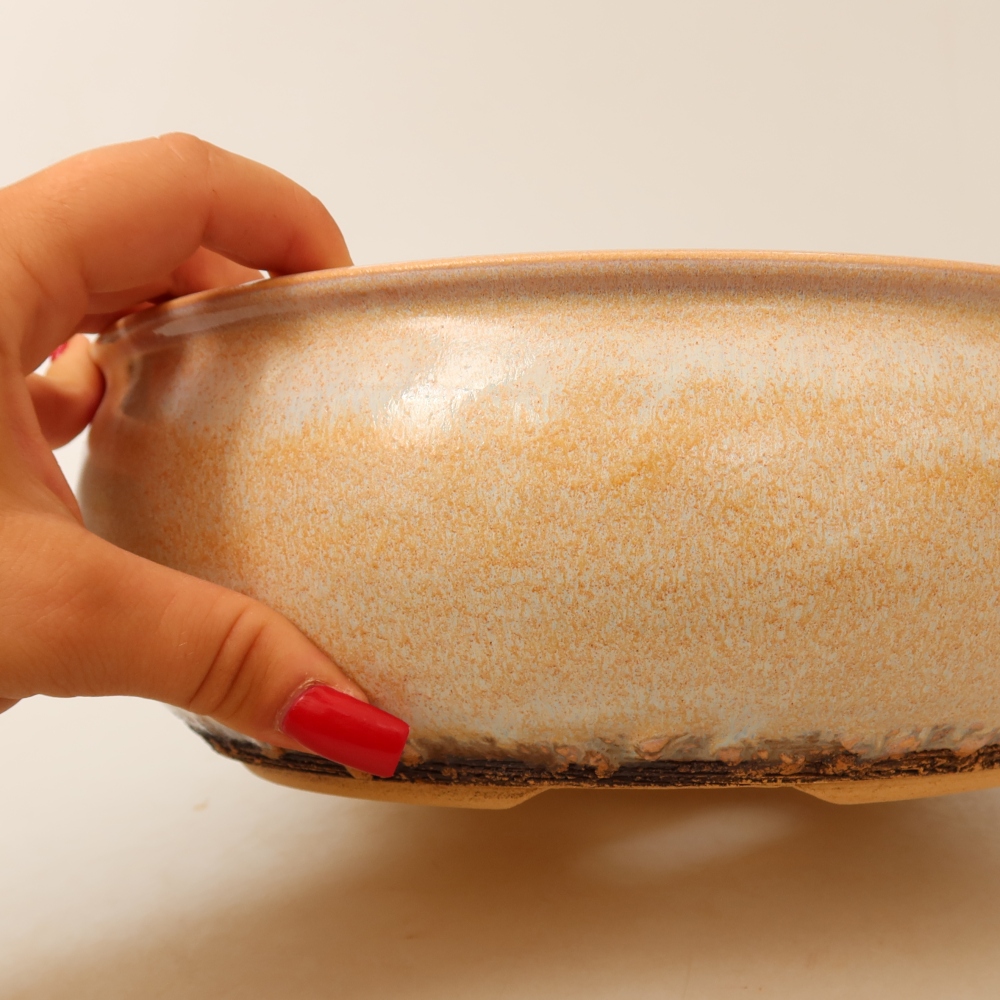 Ceramic bonsai pot, 24 x 24 x 9 cm, beige