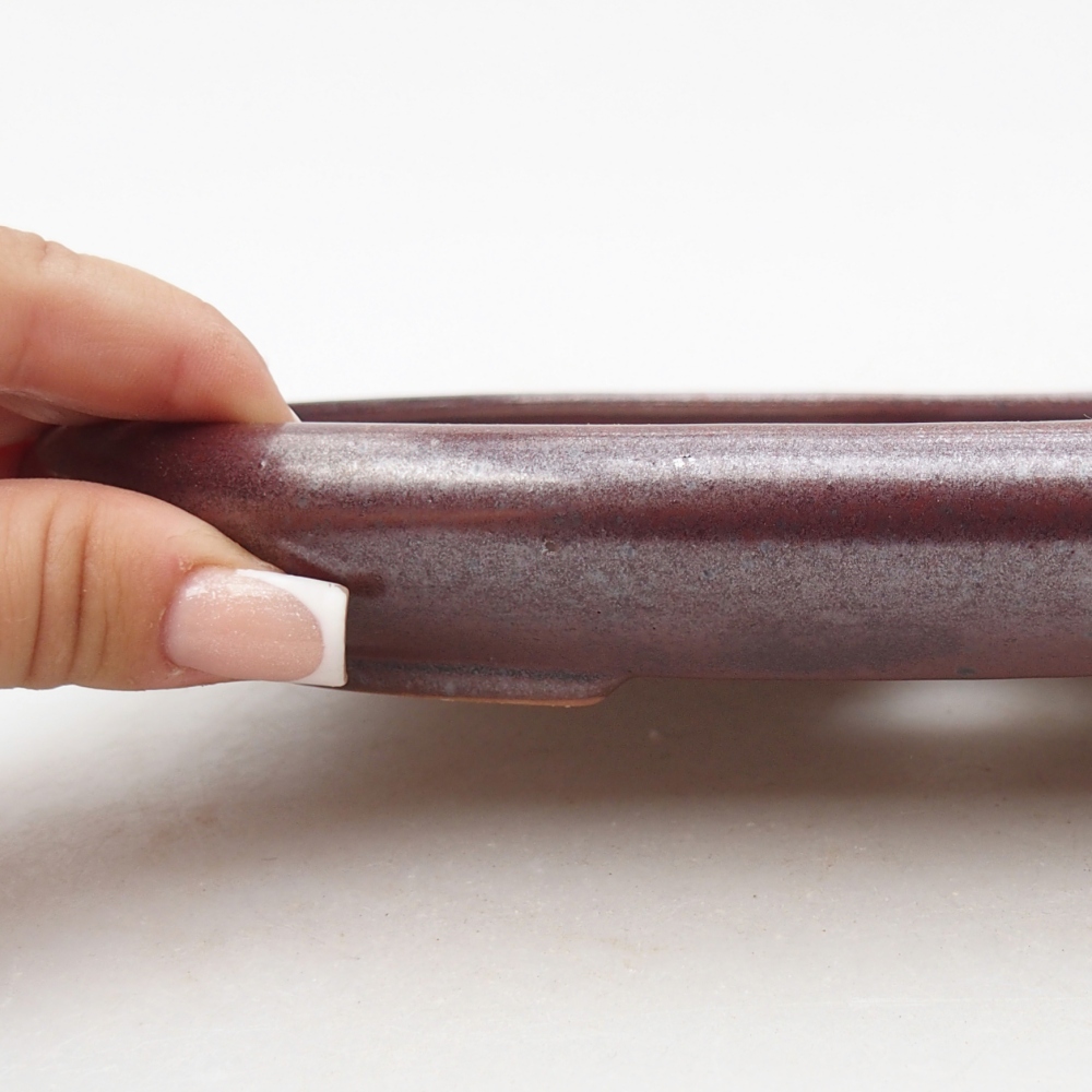 Ceramic bonsai bowl 22,5 x 16,5 x 3 cm, burgundy