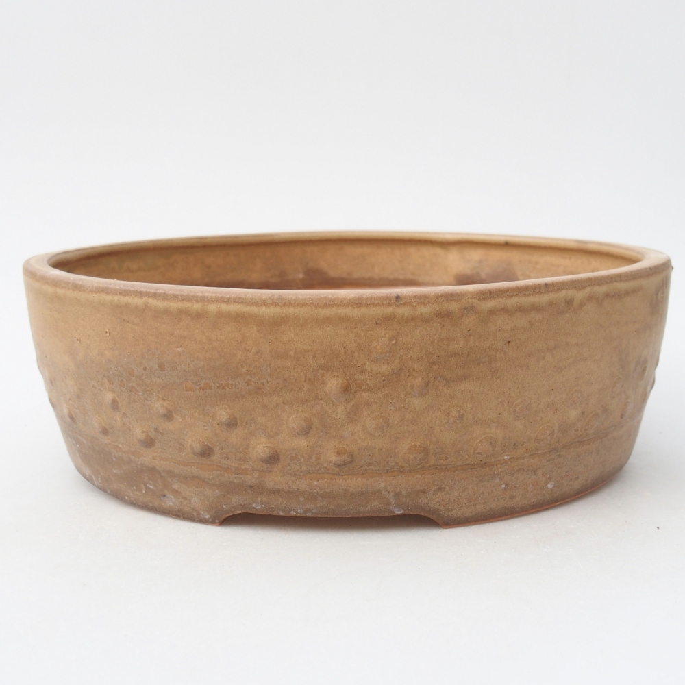 Ceramic bonsai bowl 24,5 x 24,5 x 7 cm, colour beige