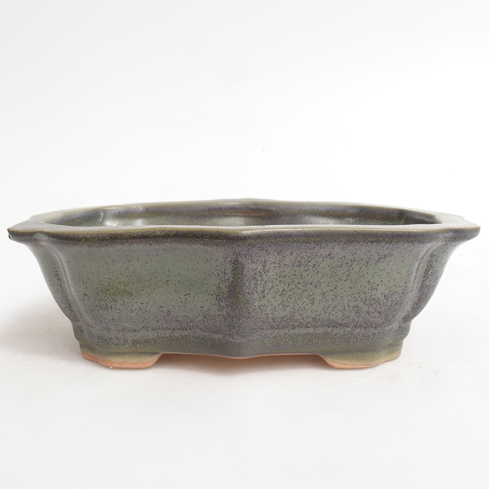 Ceramic bonsai bowl 15,5 x 11,5 x 4,5 cm, color green