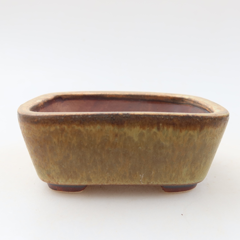 Ceramic bonsai pot, 10 x 8.5 x 4 cm, green