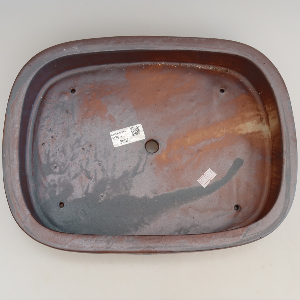 Ceramic bonsai bowl 32 x 24,5 x 6,5 cm, metal colour
