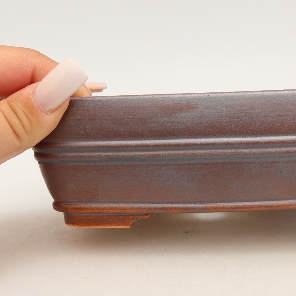 Ceramic bonsai pot, 17 x 12.5 x 5.5 cm, metallic color