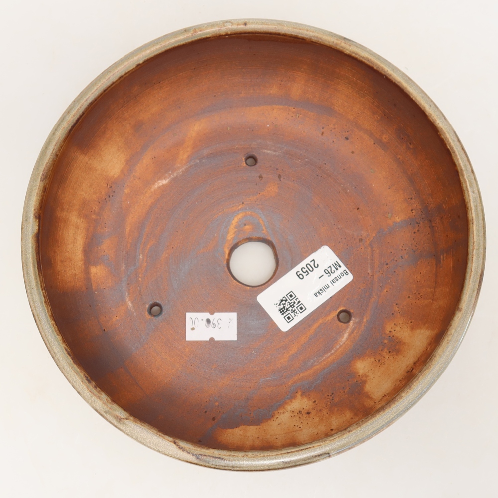 Ceramic bonsai pot, 17.5 x 17.5 x 6 cm, brown