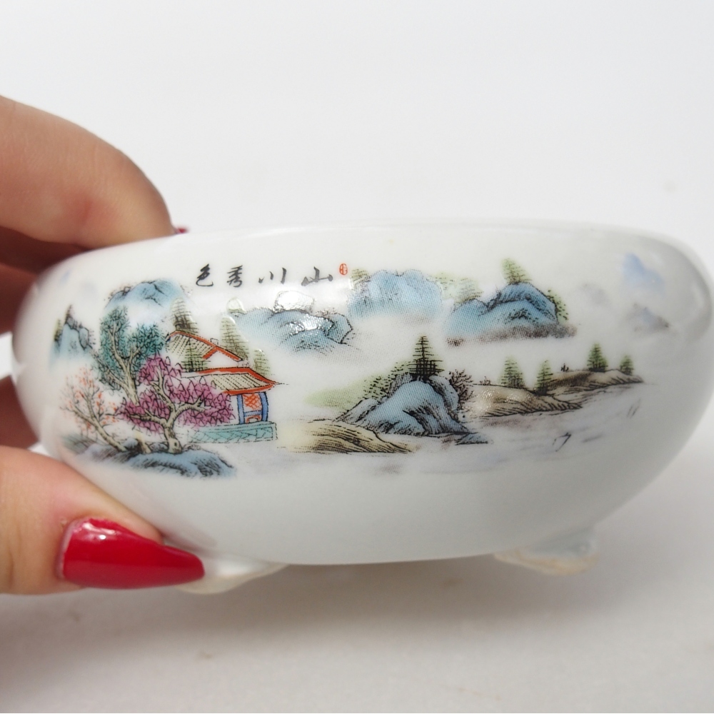 Ceramic bonsai bowl 10 x 10 x 5 cm, colour white